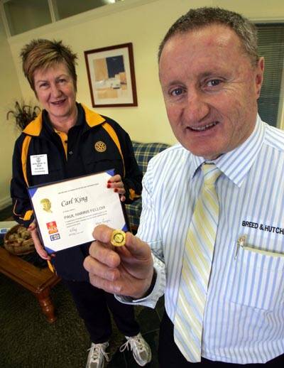 ROTARY Club of Leeton Central president Sue Gavel (left) with Carl King.