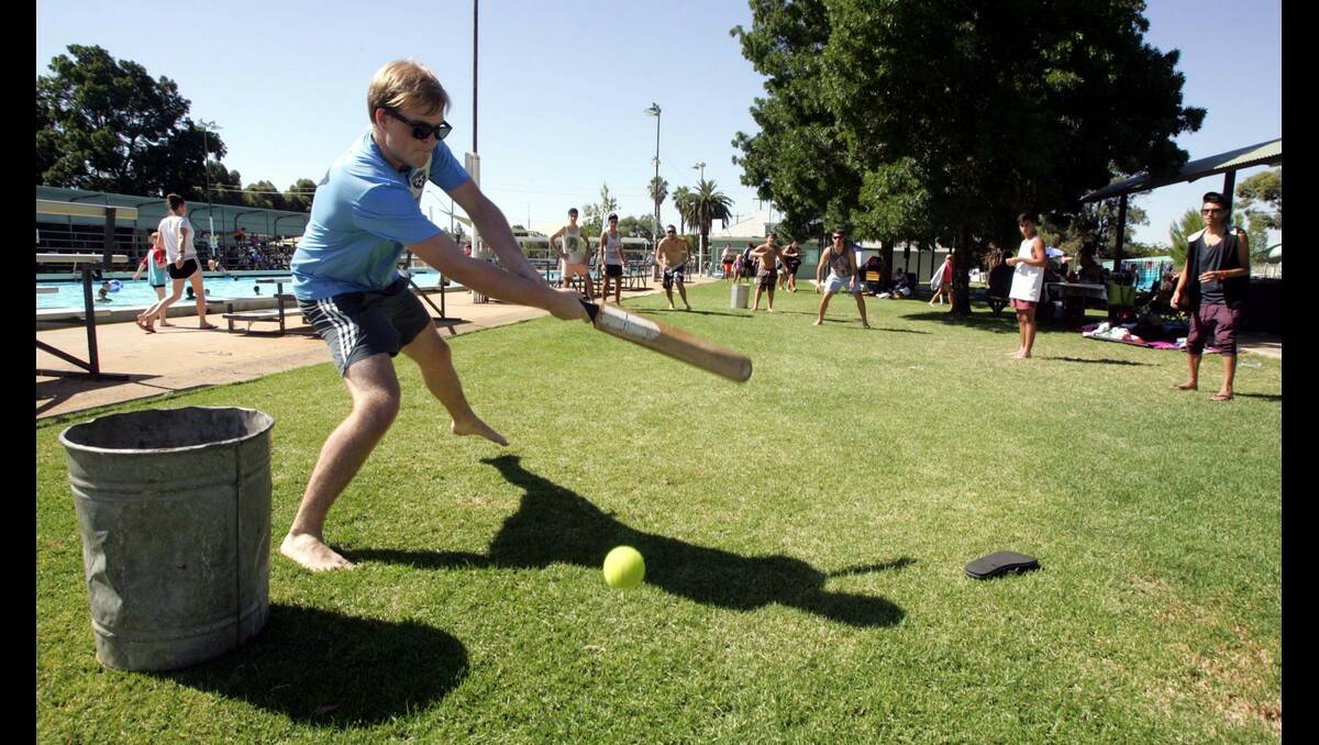 BACKYARD cricket kept some of the punters at the pool party busy, including Jarrod Sillis, who got this cut shot away.