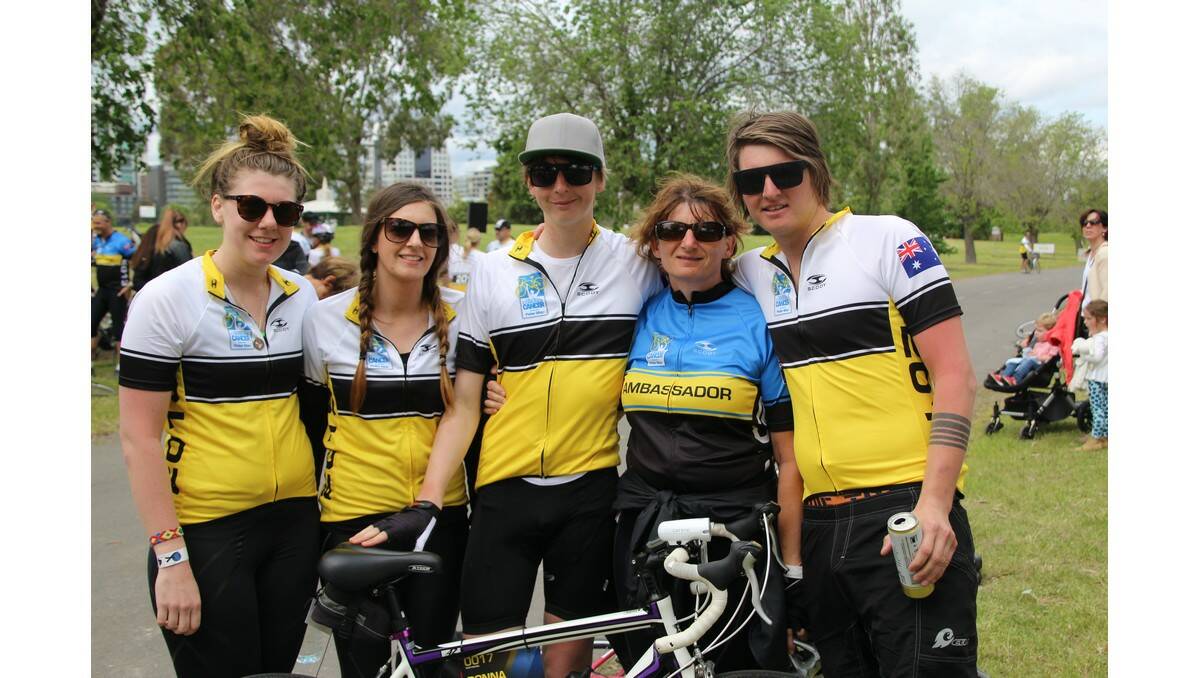 THE late Michael Crowhurst's family (from left) Briah, Paige, Ryan, Donna and Joel all participated in the Ride to Conquer Cancer last weekend as part of Team Michael.