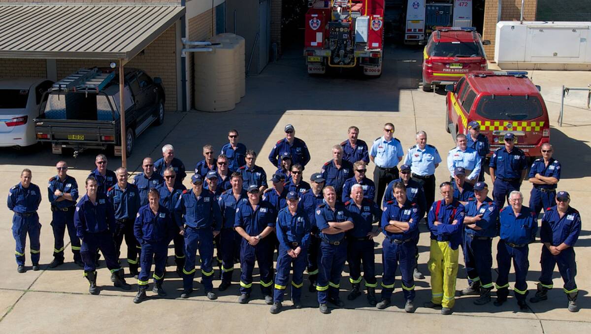 STRIKE Team Bravo, including five Leeton firefighters, at Wagga before heading out to duty last week.
