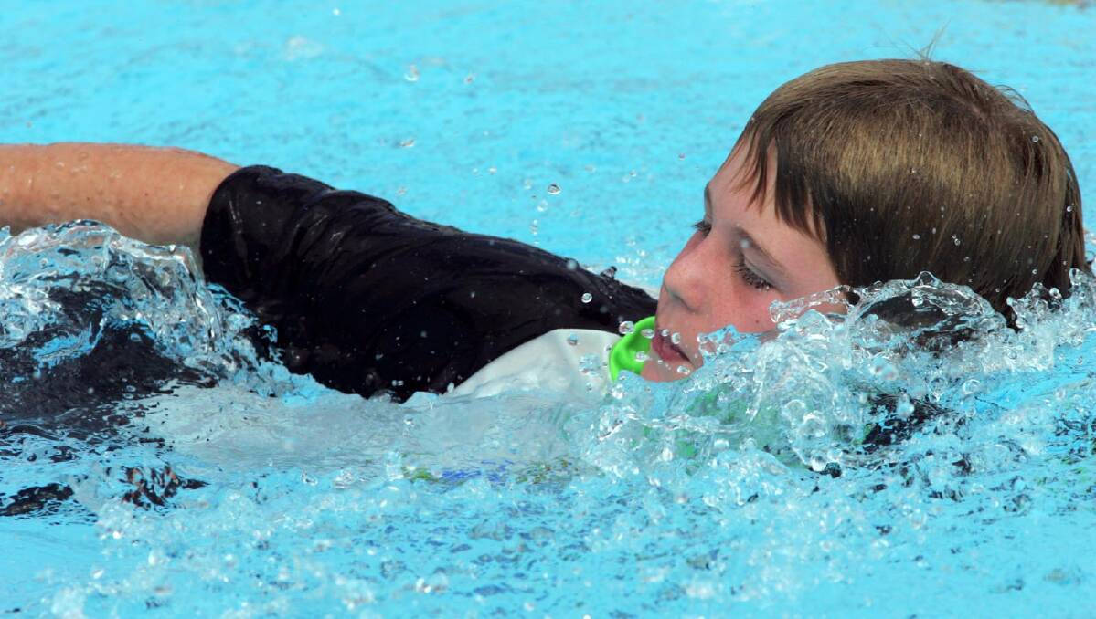 Jack Cross (Yanco PS) competing in the 9 year boys 50m freestyle race at the small schools carnival at Whitton